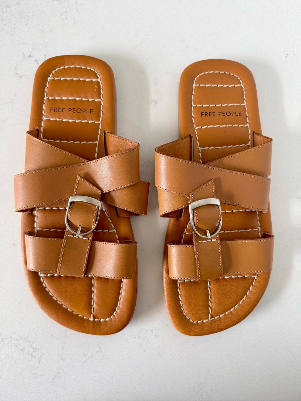 FREE PEOPLE Sloan Buckle Leather Sandals  Womens size 9